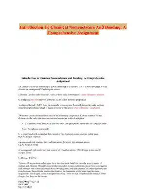 Introduction To Chemical Nomenclature And Bonding: A Comprehensive Assignment