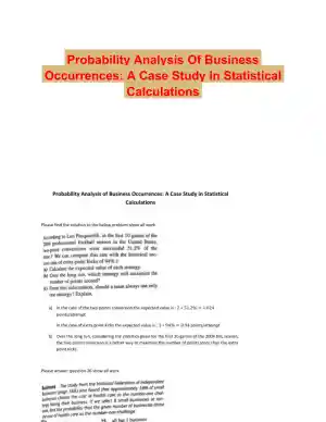 Probability Analysis Of Business Occurrences: A Case Study In Statistical Calculations