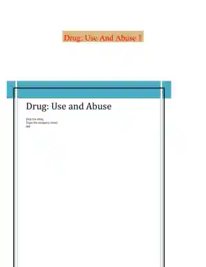 Drug: Use And Abuse 1