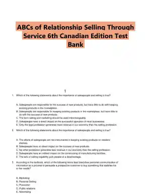 ABCs of Relationship Selling Through Service 6th Canadian Edition Test Bank