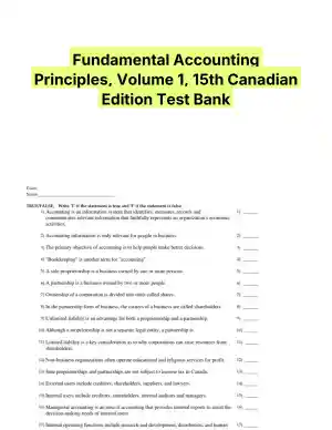 Fundamental Accounting Principles, Volume 1, 15th Canadian Edition Test Bank