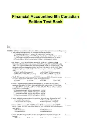 Financial Accounting 6th Canadian Edition Test Bank