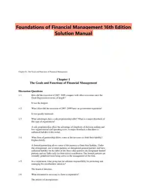 Foundations of Financial Management 16th Edition Solution Manual