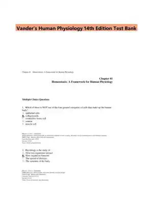 Vander's Human Physiology 14th Edition Test Bank