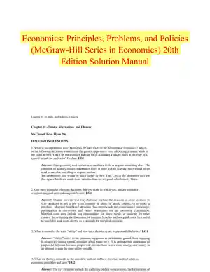 Economics: Principles, Problems, and Policies (McGraw-Hill Series in Economics) 20th Edition Solution Manual