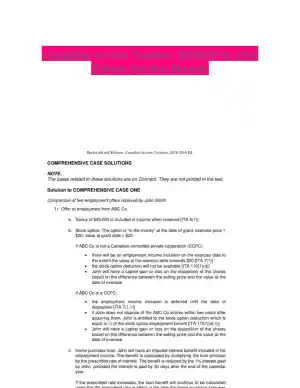 Canadian Income Taxation, 2018/2019, 21st Edition Solution Manual