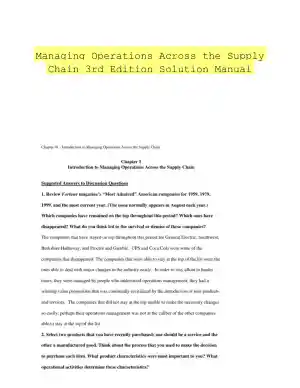 Managing Operations Across the Supply Chain 3rd Edition Solution Manual