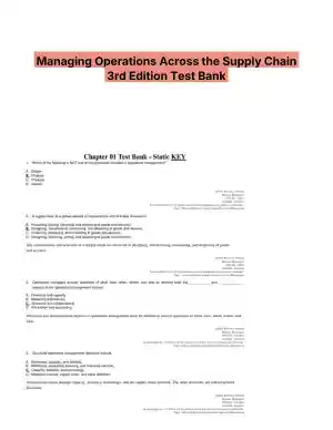 Managing Operations Across the Supply Chain 3rd Edition Test Bank