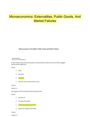 Microeconomics: Externalities, Public Goods, And Market Failures