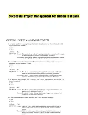 Successful Project Management, 6th Edition Test Bank