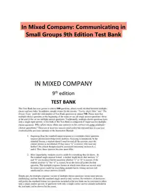 In Mixed Company: Communicating in Small Groups 9th Edition Test Bank
