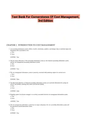Test Bank For Cornerstones Of Cost Management, 3rd Edition