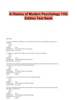 A History of Modern Psychology 11th Edition Test Bank