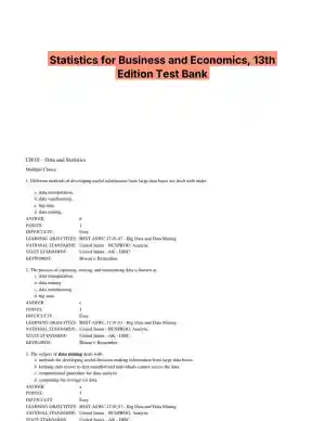 Statistics for Business and Economics, 13th Edition Test Bank