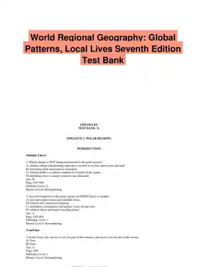 World Regional Geography: Global Patterns, Local Lives Seventh Edition Test Bank