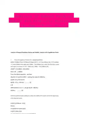 Analysis Of Damped Pendulum Motion And Stability Analysis Of Its Equilibrium Points