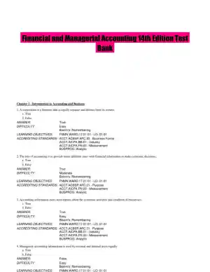 Financial and Managerial Accounting 14th Edition Test Bank