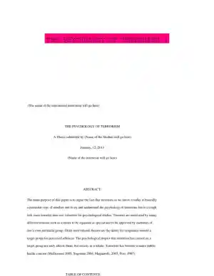 THE PSYCHOLOGY OF TERRORISM 1