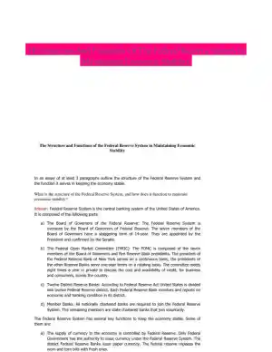 The Structure And Functions Of The Federal Reserve System In Maintaining Economic Stability