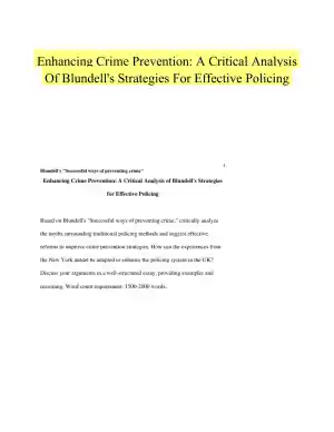 Enhancing Crime Prevention: A Critical Analysis Of Blundell's Strategies For Effective Policing