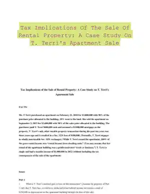Tax Implications Of The Sale Of Rental Property: A Case Study On T. Terri's Apartment Sale