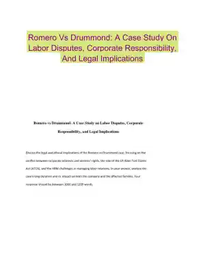 Romero Vs Drummond: A Case Study On Labor Disputes, Corporate Responsibility, And Legal Implications