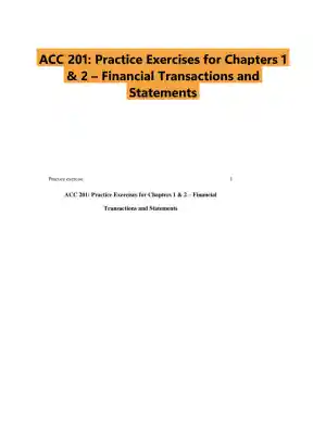 ACC 201: Practice Exercises for Chapters 1 & 2 � Financial Transactions and Statements