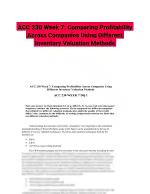 ACC 230 Week 7: Comparing Profitability Across Companies Using Different Inventory Valuation Methods