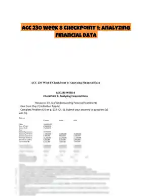 ACC 230 Week 8 CheckPoint 1: Analyzing Financial Data