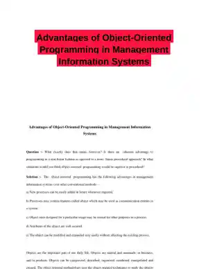 Advantages of Object-Oriented Programming in Management Information Systems