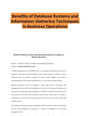 Benefits of Database Systems and Information-Gathering Techniques in Business Operations