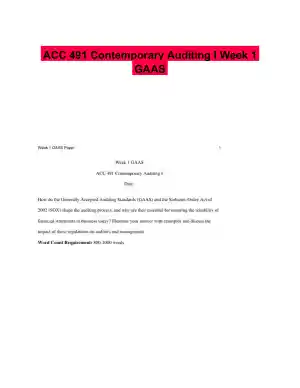 ACC 491 Contemporary Auditing I Week 1 GAAS