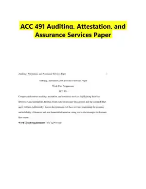 ACC 491 Auditing, Attestation, and Assurance Services Paper