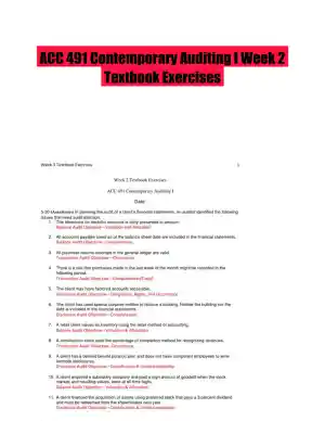 ACC 491 Contemporary Auditing I Week 2 Textbook Exercises