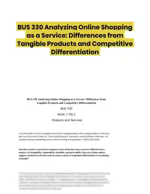 BUS 330 Analyzing Online Shopping as a Service: Differences from Tangible Products and Competitive Differentiation