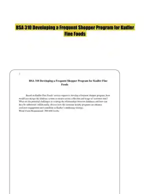 BSA 310 Developing a Frequent Shopper Program for Kudler Fine Foods