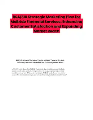 BSA/310 Strategic Marketing Plan for McBride Financial Services: Enhancing Customer Satisfaction and Expanding Market Reach