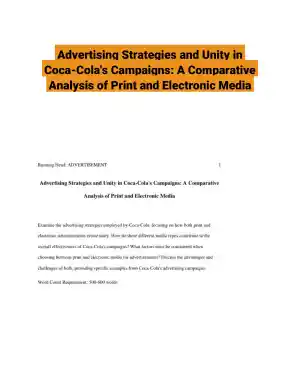 Advertising Strategies and Unity in Coca-Cola's Campaigns: A Comparative Analysis of Print and Electronic Media