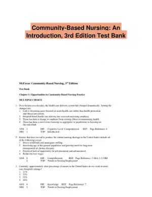 Community-Based Nursing: An Introduction, 3rd Edition Test Bank