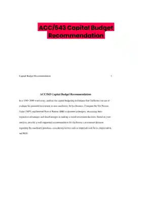 ACC/543 Capital Budget Recommendation