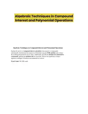 Algebraic Techniques in Compound Interest and Polynomial Operations