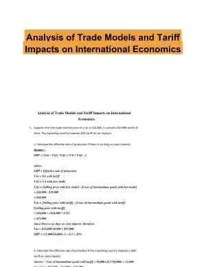 Analysis of Trade Models and Tariff Impacts on International Economics