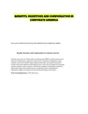 Benefits, Incentives and Compensation in Corporate America
