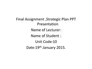 Final Assignment: Strategic Plan PPT Presentation