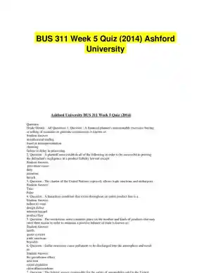 BUS 311 Week 5 Quiz (2014) Ashford University