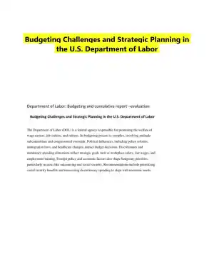 Budgeting Challenges and Strategic Planning in the U.S. Department of Labor