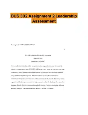 BUS 302 Assignment 2 Leadership Assessment