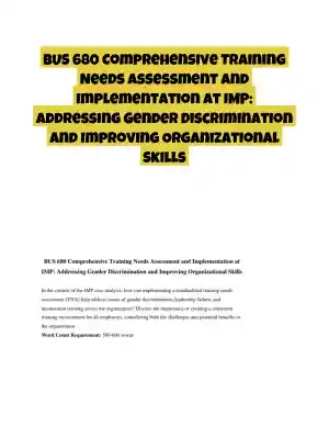 BUS 680 Comprehensive Training Needs Assessment and Implementation at IMP