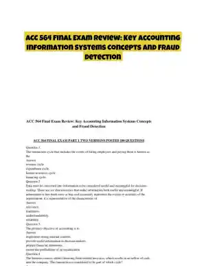 ACC 564 Final Exam Review: Key Accounting Information Systems Concepts and Fraud Detection