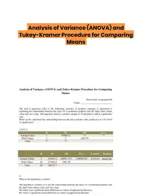 Analysis of Variance (ANOVA) and Tukey-Kramer Procedure for Comparing Means